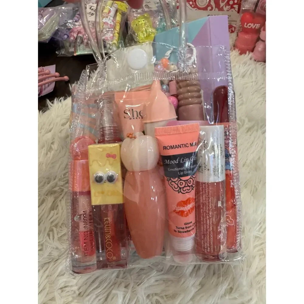 Beauty bundle 12 items wet wipes  eye mask lip gloss lip balm lip oil cream tint
